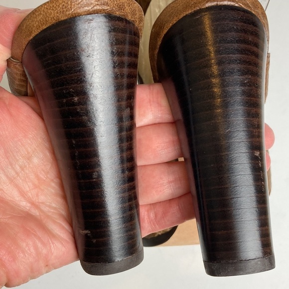 Stuart Weitzman Chunky High Heel Shoes in Toffee Camel Brown Sz 8.5 Maximalist - Picture 13 of 16